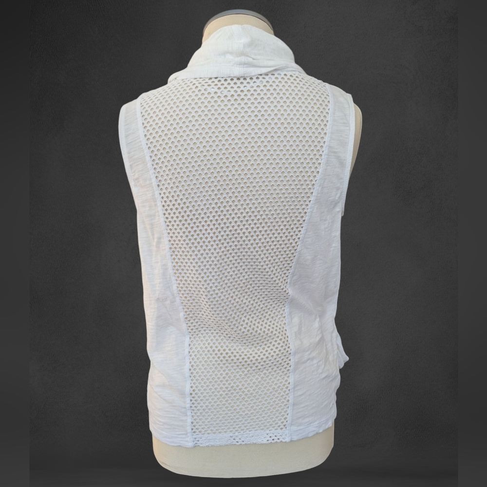 DKNY White Draped Shrug With Mesh Back And Cap Sleeves